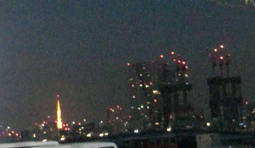 「ライトアップされた東京タワー」